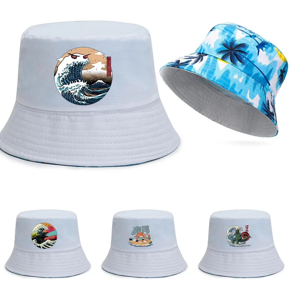 

Wave Series Double Sided Fisherman Hat Big Size Fashion Hawaii Korean Autumn Hats for Men Women New Casual Panama Hat Bucket Cap