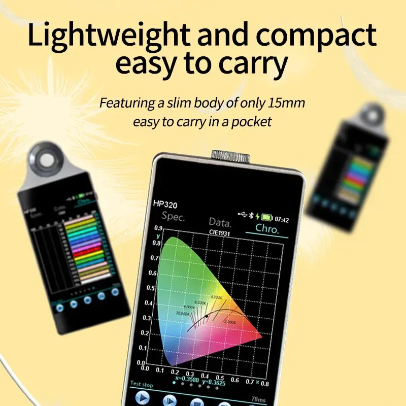 HP320 Spectral Illuminance Meter Handheld Color Temperature Spectral Analyzer Display Finger Tester