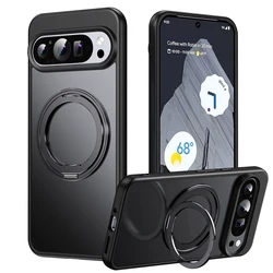 Magnetic Rotating Stand Shockproof Phone Case with Metal Folding Bracket - Google Pixel 8 Pro (Black)