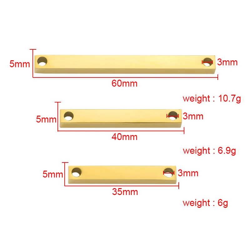 20Pcs/Lot Long Bar Connector Charm Blank Strip for Necklace DIY Women Stainless Steel Mirror Polished  Handmade Jewelry