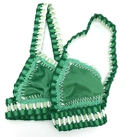 2024 Pink Crochet Handmade Triangle Bikini Set Women Black Velvet Bathing Suit Fashion Swimwear Boho Beachwear Green Swimsuit - Image 5