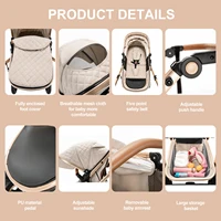 Landau de voyage 3 en 1 avec poignée réglable en hauteur, landau de voyage avec moustiquaire, poussette pour bébé avec cadre en aluminium 4