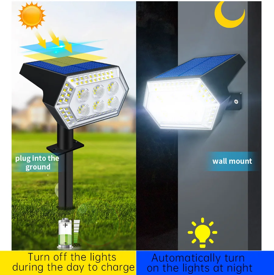 solar yard lights Outdoor Solar Lights IP65 Waterproof Landscape Spotlights Garden Decor Lighting Wireless Solar Powered Outdoor Lamp for Walkway solar step lights