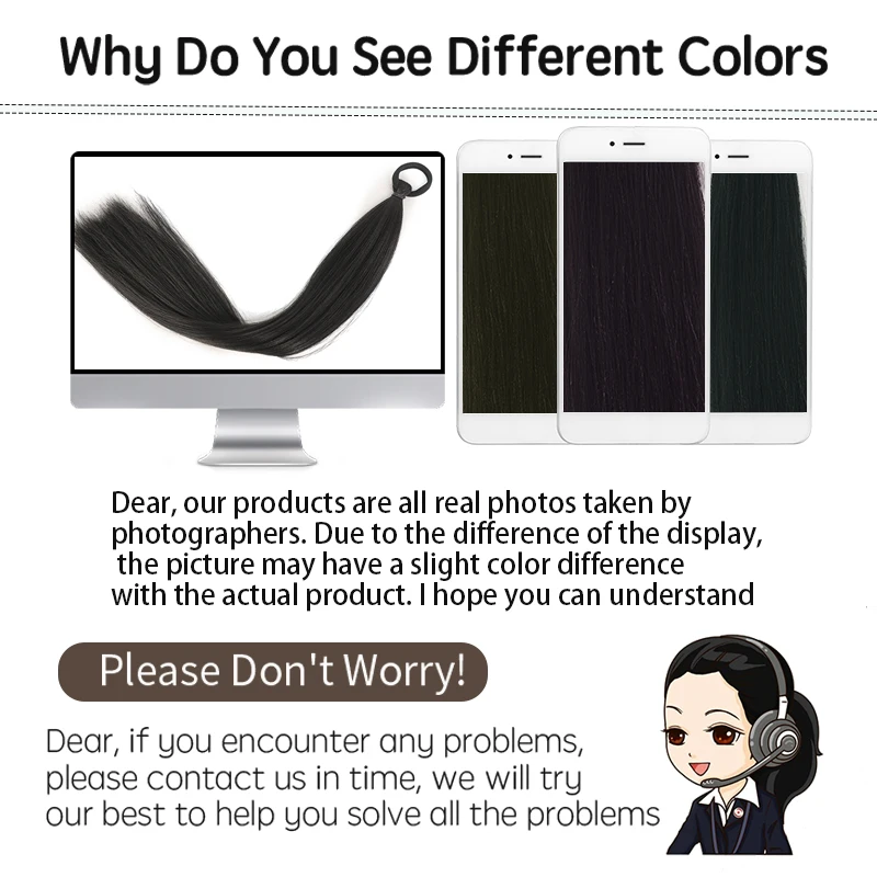 2PCS Synthetic Straight Hair Ponytail Wig 18inch Long Black Brown Ponytail Extensions with Hair Tie for Women Daily Party Use