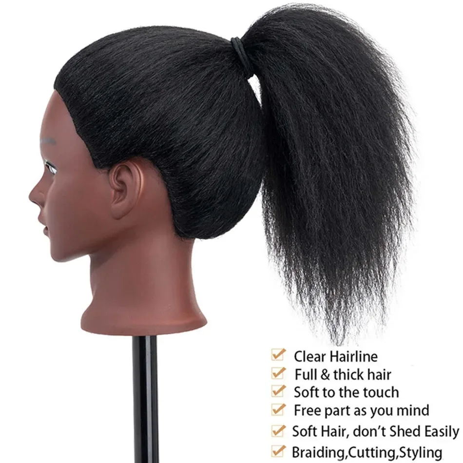 18' Real Hair Mannequin Head With Table Stand For Hairdresser Practice Hair Styling Training Manikin Doll For Christmas Day