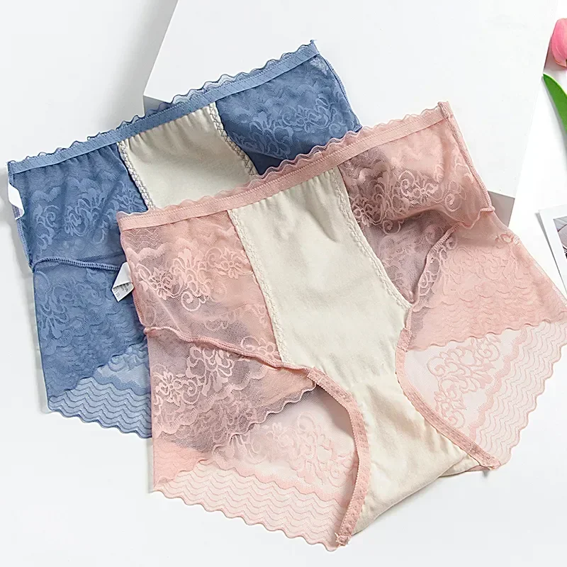 

Transparent Waist Plus Summer Large Sexy High 5pcs Lace Female Panties Women's Women 3XL Sizes Underwear Thin With Size