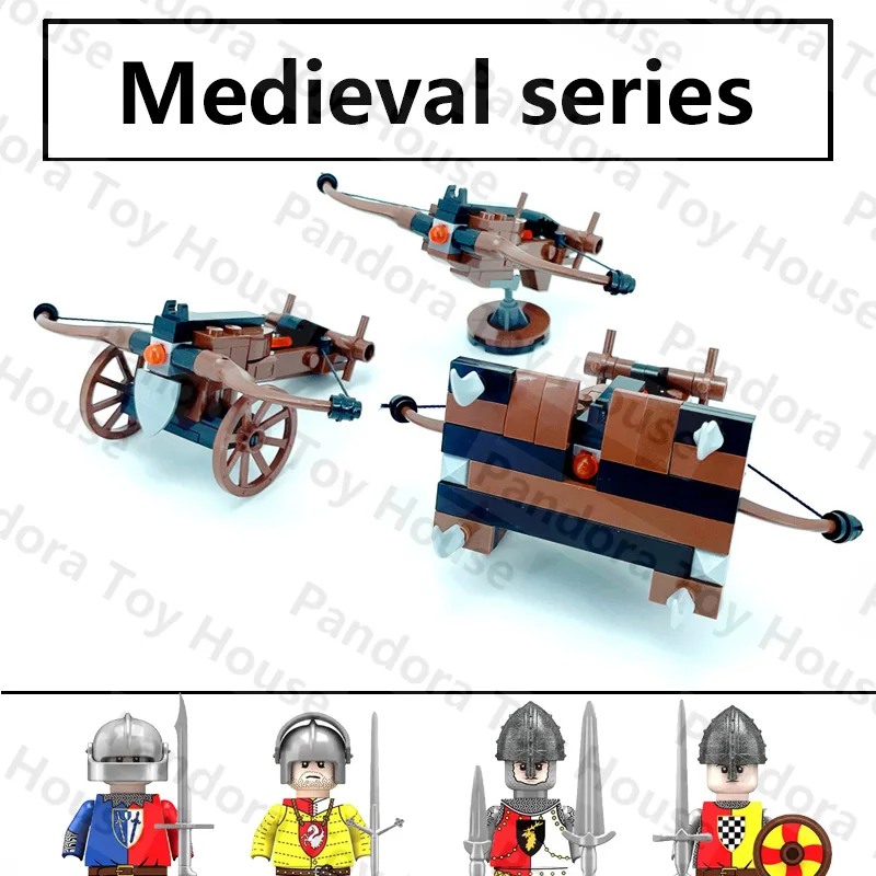 Moc Militare Medievale Building Block Figura Arma Motori Siege Bow Gun Carrier Castello Dell'Esercito Ballista Accessori Giocattoli Regali