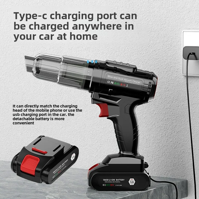 Car Wireless Charging Car Home Super Power Suction Small Handheld Portable Disassembly Lithium Battery Vacuum Cleaner