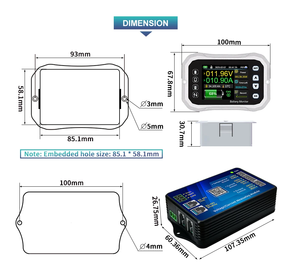 Bluetooth Battery Monitor KH110F KH140F KH160F Voltage And Current Tester Capaci