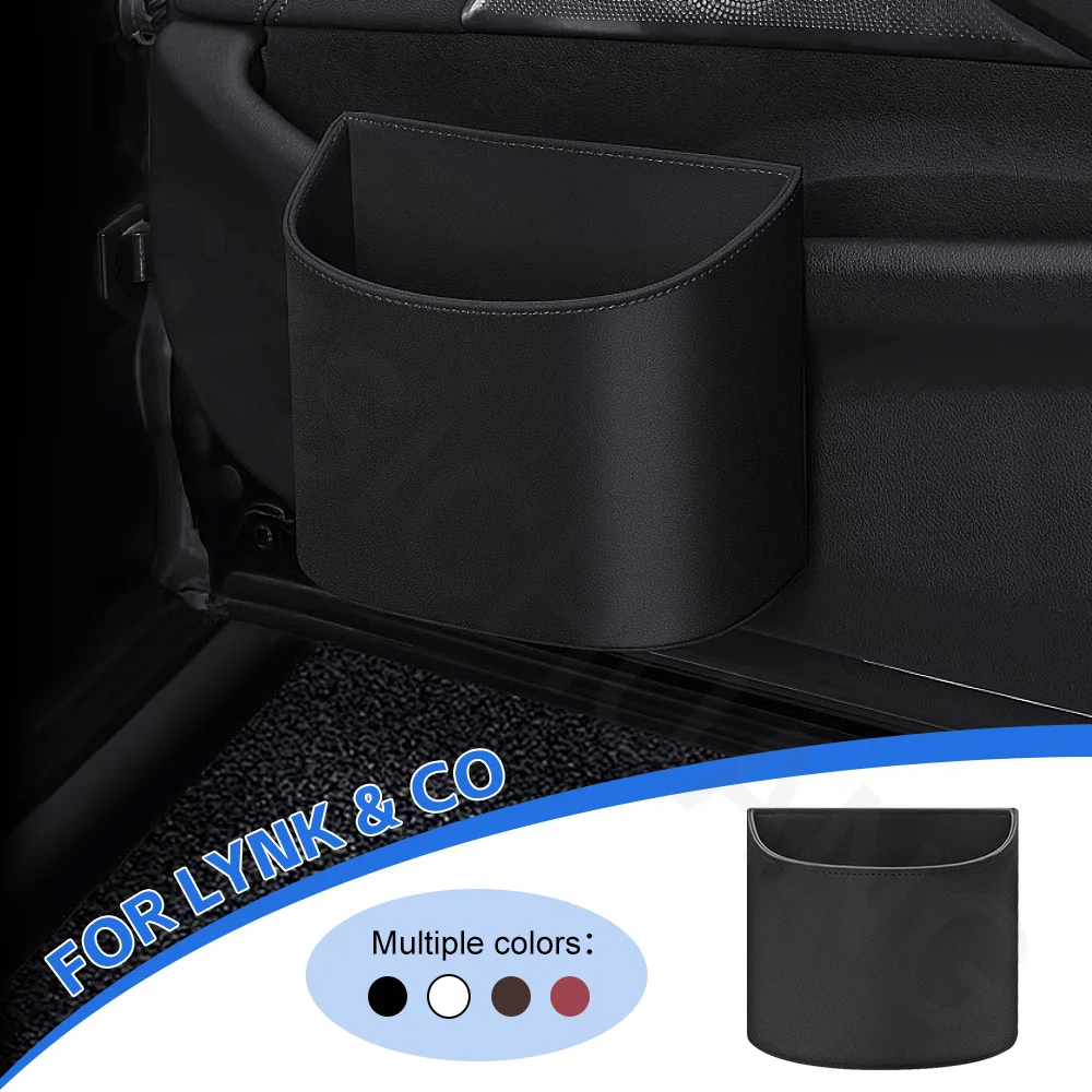 For Lynk co Car Trash Can Suspended Trash Can Car Leather Storage Bucket For Lynk co 01 05 03 09 02 04 06 07 08 Accessories