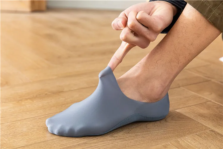 5pairs Men's Socks Cotton Breathable Summer Ultra-thin No Show Ice Silk Sock Silicone Non-slip Bottom Absorb Sweat Men Boat Sock