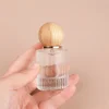 30/50ml Round Perfume Bottle Wood Ball Lid Luxury Empty Thick Glass Spray Atomizer Cosmetics Container Refillable Sample Vials 5