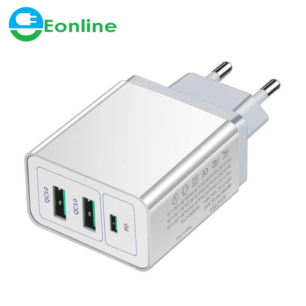 

EONLINE 3D UV 30W USB Charger Quick Charger 3.0 EU UK Adapter Phone Charging For iPhone14 Pro Max Samsung Huawei PD Fast Charger