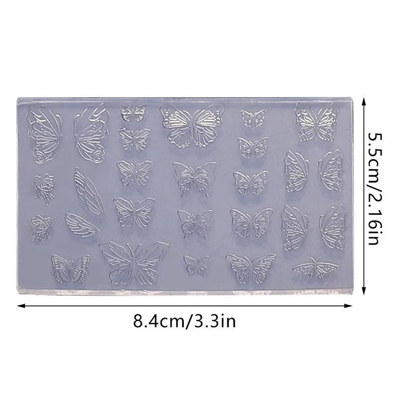 Nail Carving Mold Butterfly Silicone 3D Nail Stamping Plate Nail Stencils Tools DIY UV Gel Manicure Tools Nail Art Enthusiasts 6
