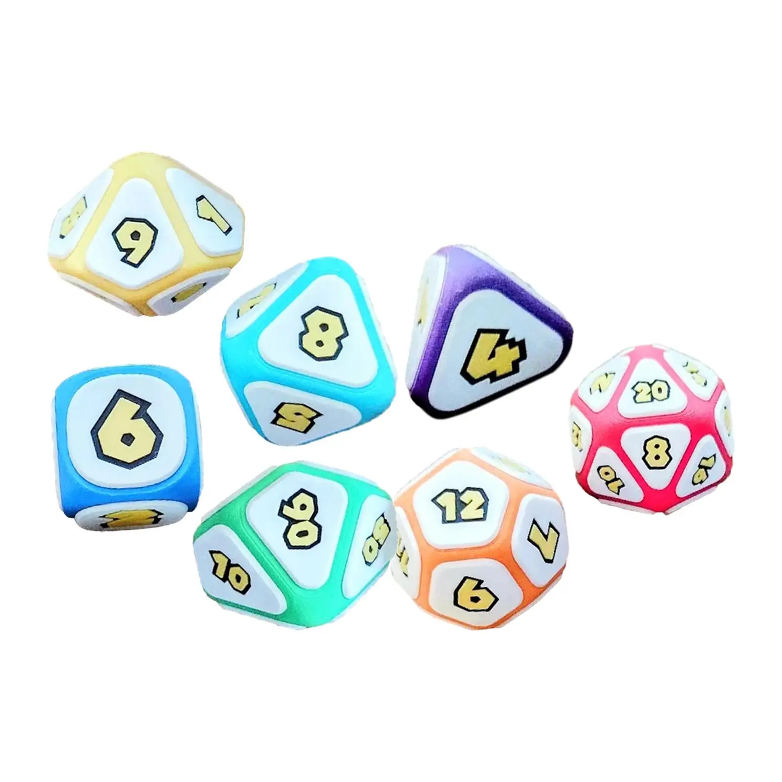 7 Pieces Multi Sided Dices RPG Party Toys Classroom Accessories Board Game Role Playing Card Games PVC Dices D4 D8 D10 D12 D20