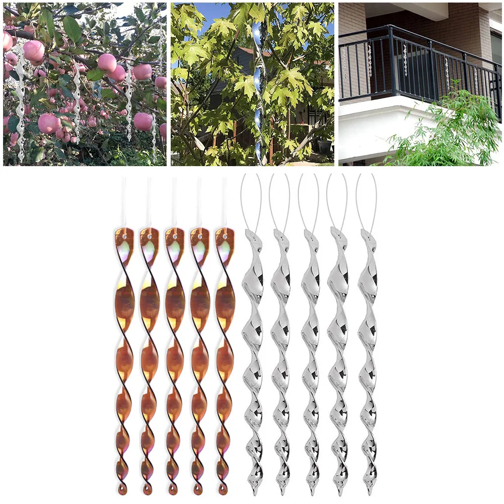 10pcs Bird Repeller Rotating Rod Reflective Wind Spiral Deterrent Control Device Agricultural Scare Bird Garden Ornaments Decor