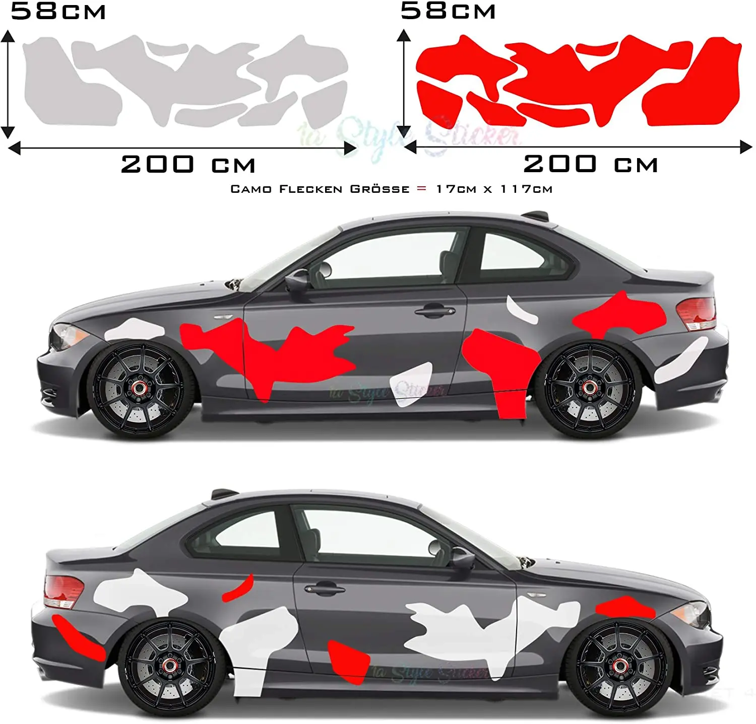 

Auto Camouflage Tarn Aufkleber Kuh Haut Seitenaufkleber Car Tattoo Style Verkleidung CAMO Flecktarn Tuningaufkleber Car Sticker