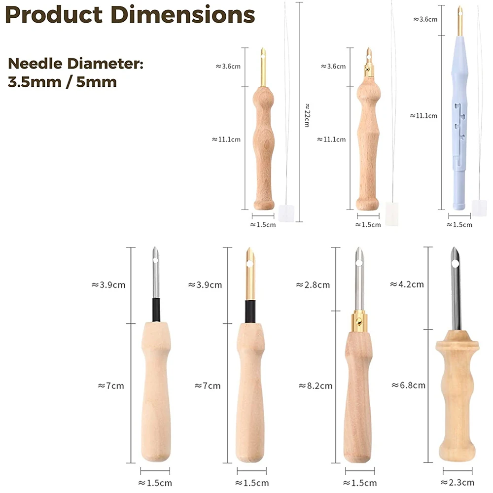 Fyydes Aiguilles à Poinçon En Acier Pour Broderie, Ensemble D'Aiguilles à Tricoter Avec Poignée, Aiguilles à Poinçon, Aiguilles à Poinçon