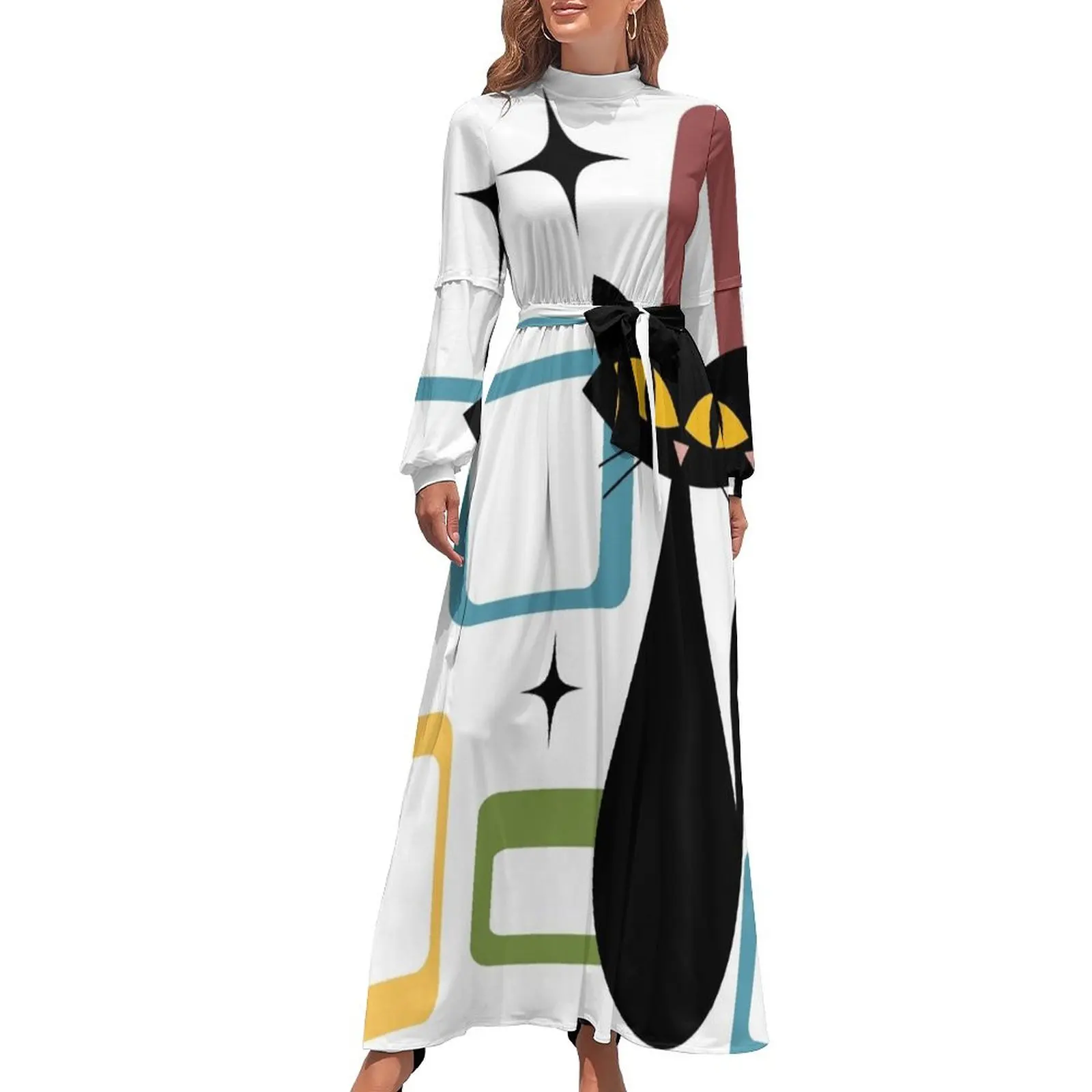 Vestido largo negro de mediados de siglo, vestidos de mujer, mono de verano de lujo para mujer, vestidos de verano para mujer 2024