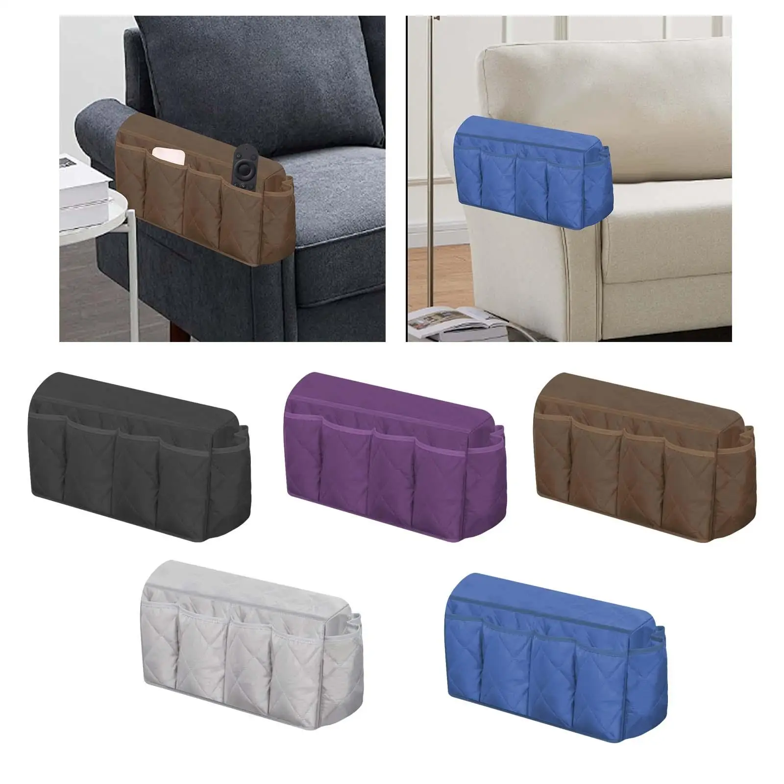 Sofa Armrest Organizer Nonslip recliner Storage Bag for Cables Keys Sundries