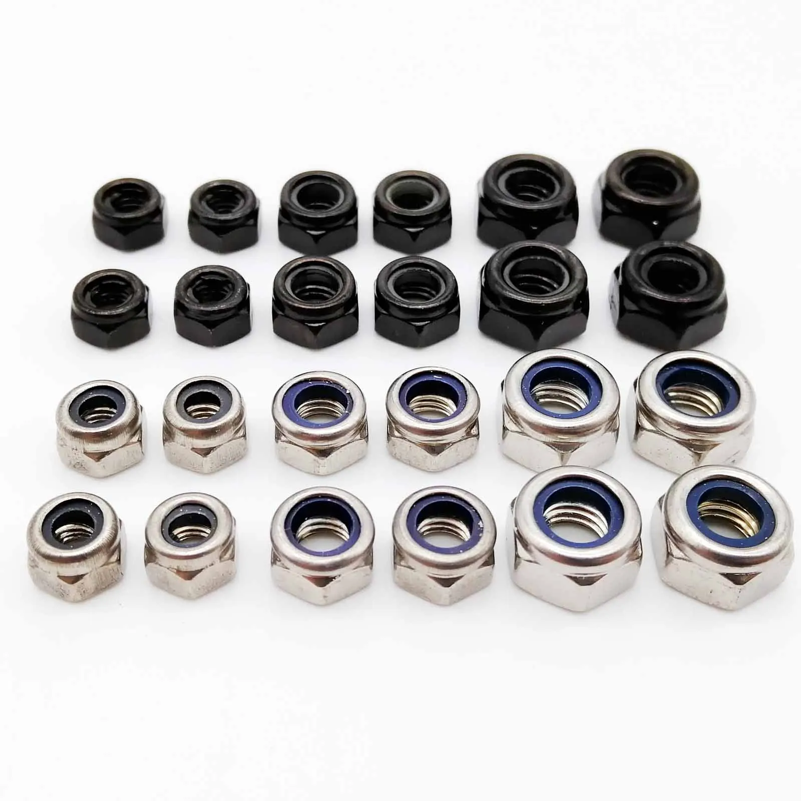 Premium Black Nylon Insert Self-Locking Hex Nut - 304 Stainless Steel