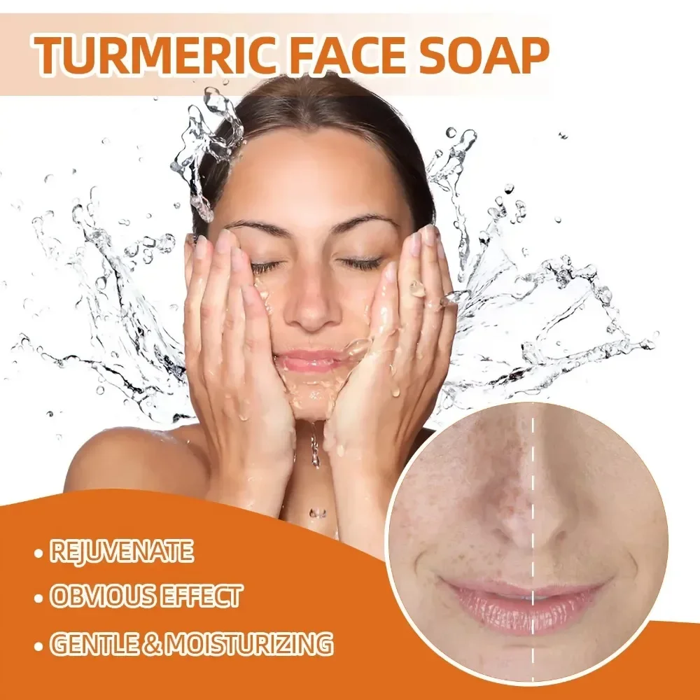 Turmeric Cleansing Soap Facial Repair Gentle Cleansing and Moisturizing Turmeric Cleansing Soap Moisturizing Cleaning Product 4