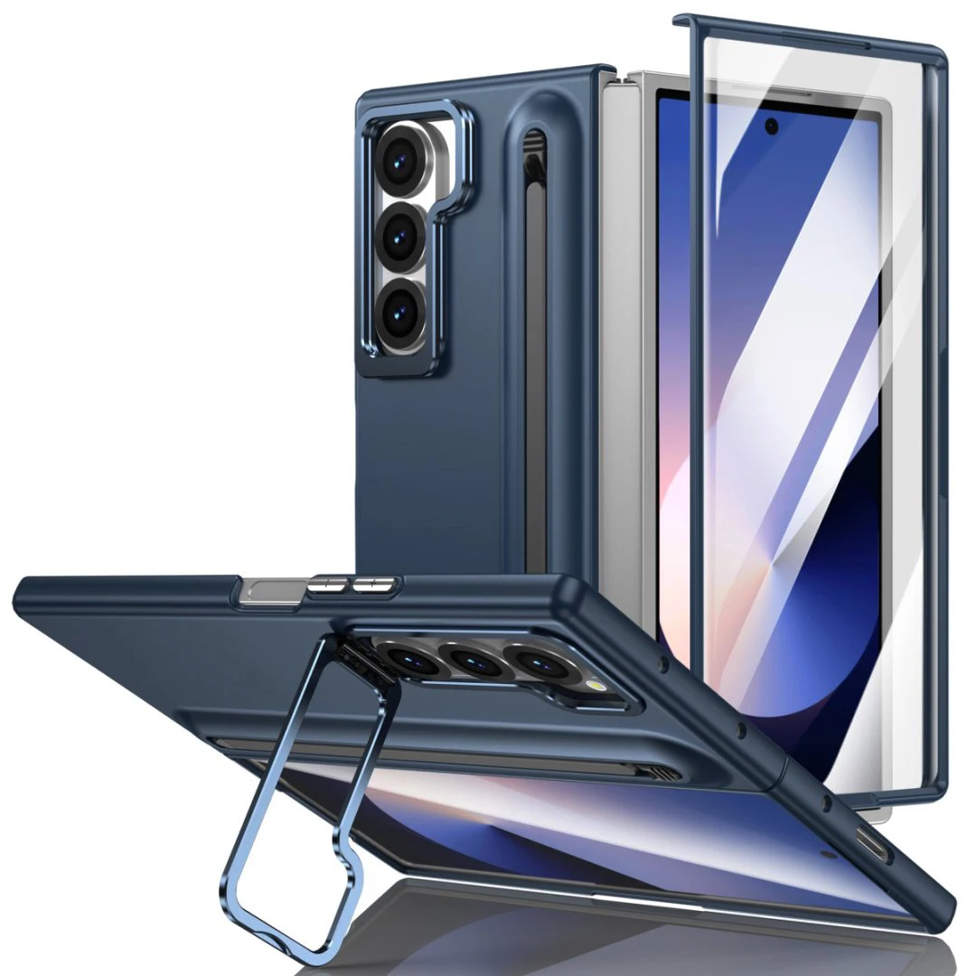 Foldable Phone Case with S Pen and Built-in Screen Protector Featuring Kickstand