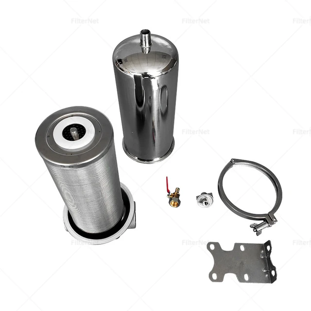 10 นิ้วจัมโบ้สแตนเลสกรองเชลล์ด้านหน้ากรอง 1 ไมครอน 5 ไมครอนสแตนเลสตลับกรอง 1um5um10um Prefilter 3