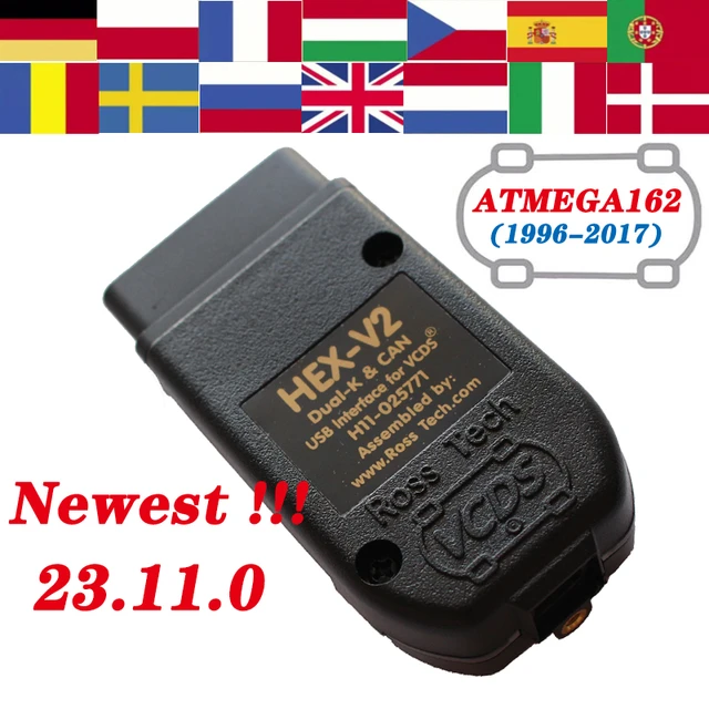 V2023.11 VAG COM VCDS HEX V2 Intelligent Dual-K & CAN USB Interface for VW  AUDI Skoda Seat