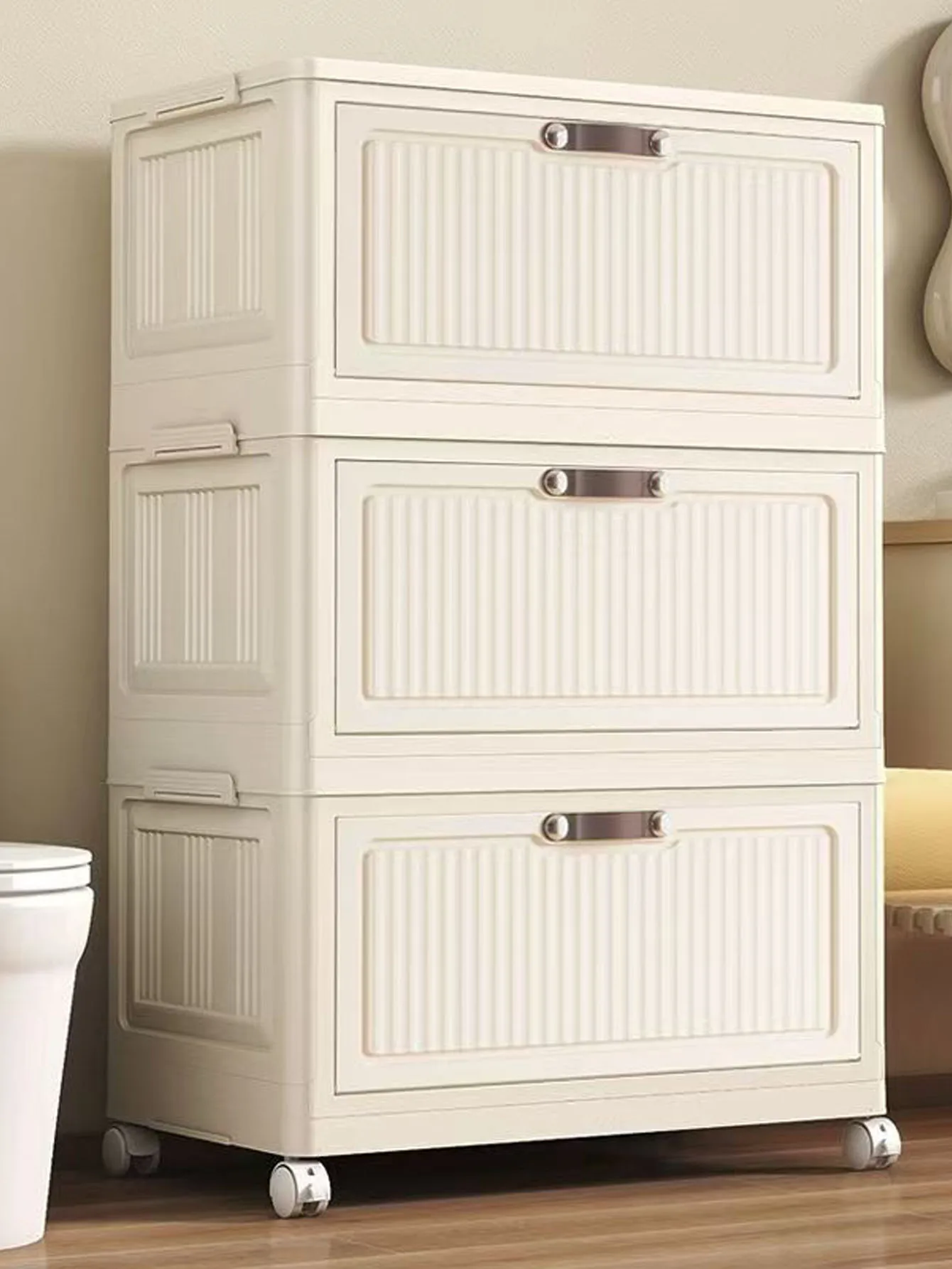 Storage Cabinet Foldableing Storage Box Home Living Room Toy Cabinet Storage Rack Snack Cabinet Organizer Box Kitchen Storage Cabinet Folding Storage Cabinet Organizer - 3