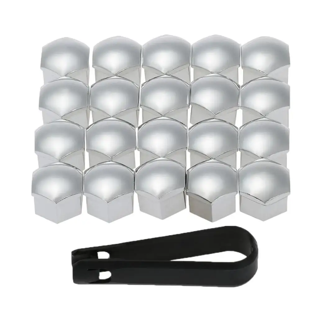 2x 20 Pieces 17mm Caps for Wheel Bolts Caps Set Wheel-Silver, 17mm