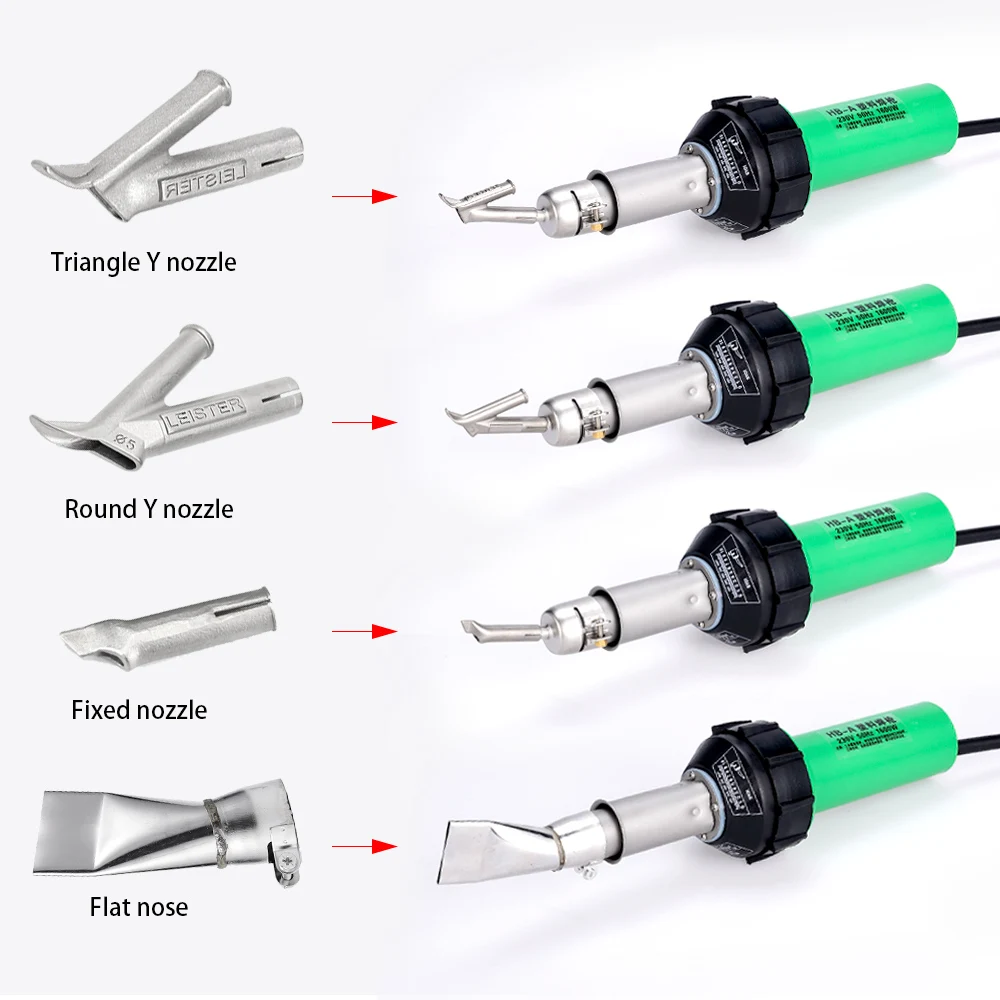 AC 220V 1600W 50/60hz Plastic Welding Machine Electric Hot Air Gun Plastic Welding Gun + Heating Core + Flat Head Accessories 6