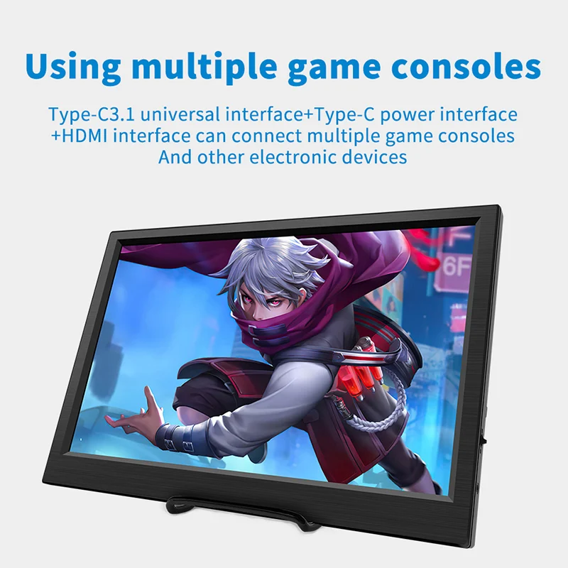 AIREIXINGD Moniteur portable 11,6 pouces 1080p FHD IPS avec support intégré, deuxième écran, interface USB de type C HDMI, adapté pour ordinateurs portables, MacBook, PC, Xbox, Switch, PS4, PS5