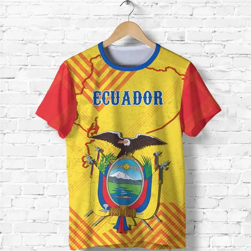 Ecuador fotbollströja med flagga 3d tryckt ventilerande_voghion.com