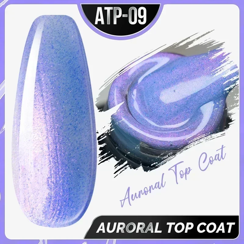 New Aurora Flash Top Coat for Nail Art No Wipe Dot Top Coat Glitter Laser Flake Glossy Topcoat Varnish Seal UV Gel Polish 8ml 4