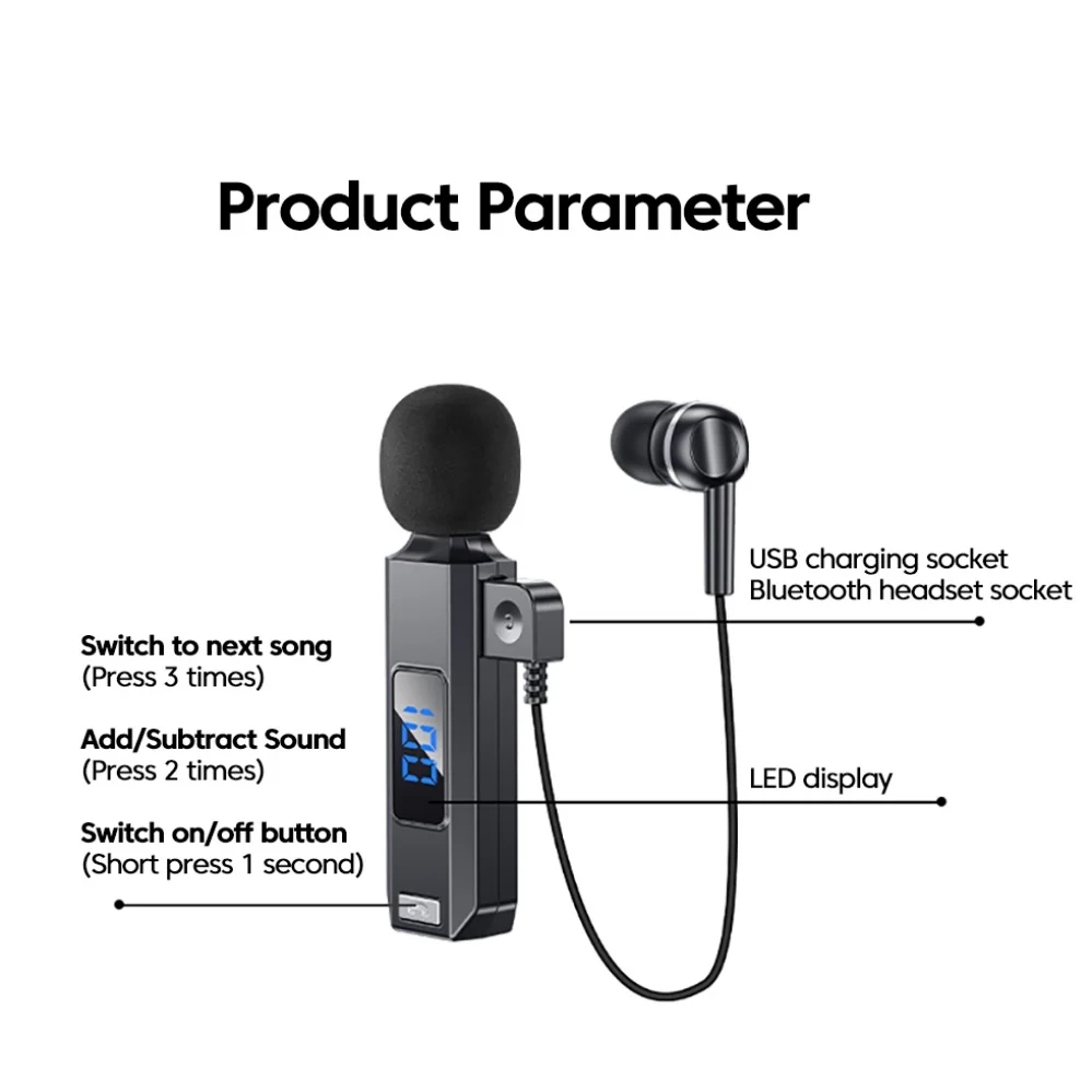 V5.5 Collar-clip Headphones Bluetooth Wireless Earbuds With Microphone HD Calling Noise Canceling Earphones Sports hifi Headset 6