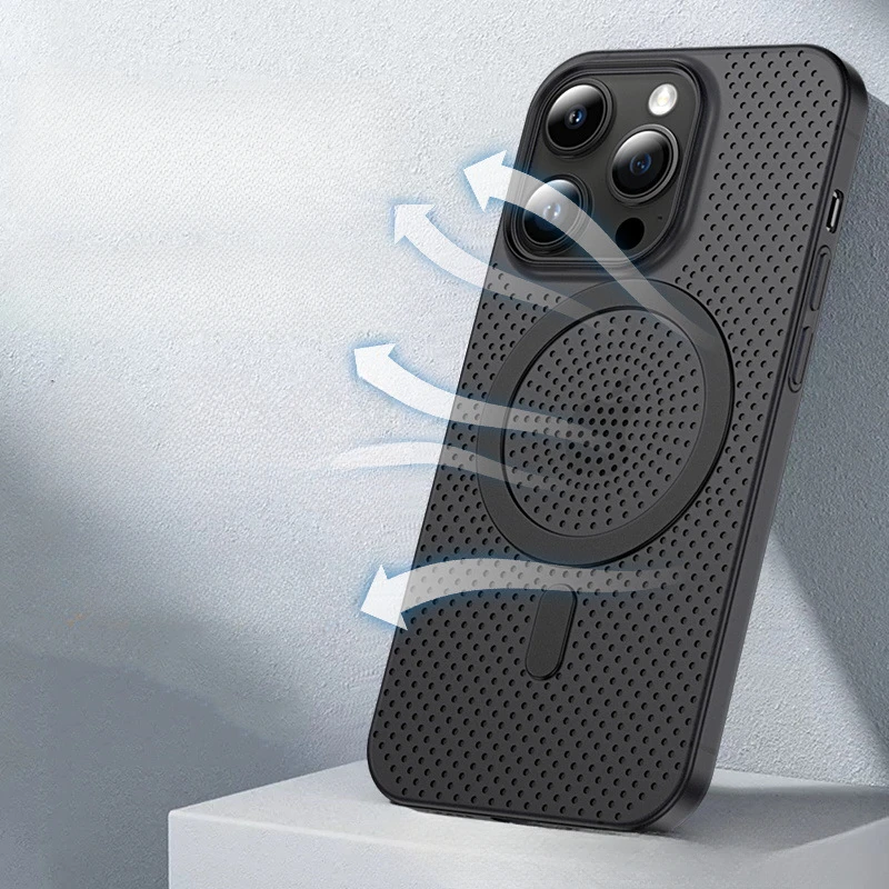 

Сетчатый полипропиленовый чехол с магнитным отвода тепла, подходит для iPhone 14PROMAX Summer, Ультратонкий защитный чехол для Apple 13