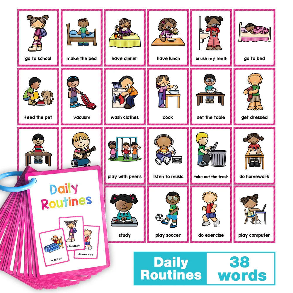 12 Thems Kids Montessori English Words Learning Cards High Frequency Words Vocabulary Building Teaching Aids Classroom Toys 4