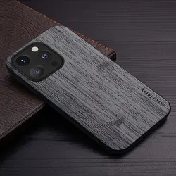 Coque de téléphone en cuir avec motif en bambou luxueux