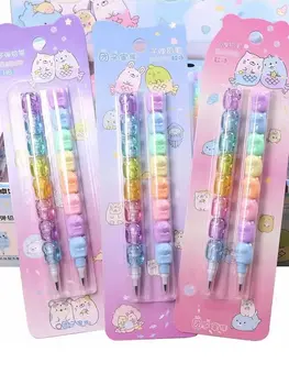 2pcs/Set Cute Bear Non Sharpening Mechanical Pencil Student Writing Pen School Office Supplies Pencil Stationery Gifts 1