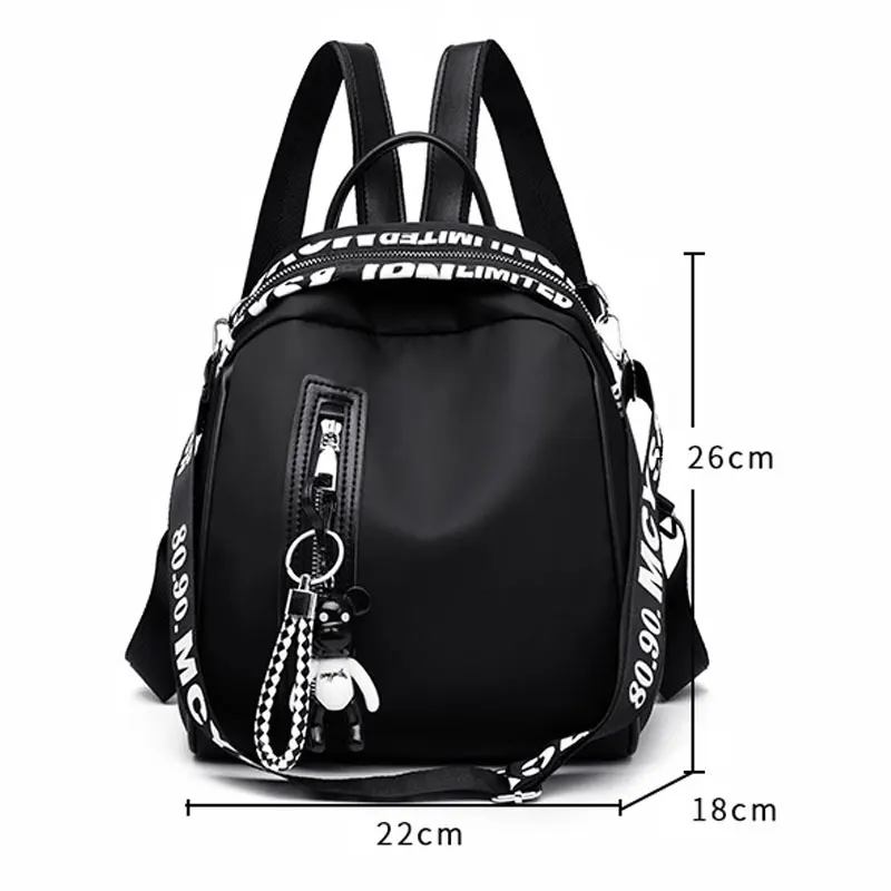 Women's fashion backpack solid color Oxford cloth college wind school bag travel trend shoulder bag