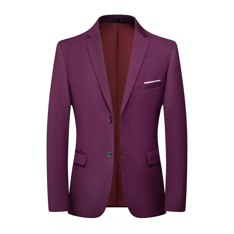 Blazer Fashion Men Business Casual Solid Color British Style Wedding Gentleman Slim Professional Formal Suit Blazer 3