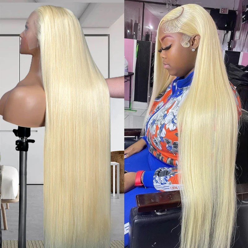 

613 HD Lace Frontal Wig 150% 180% Density Blonde Wig Human Hair Pre Plucked With Baby Hair 18-30inch Long Straight Wig