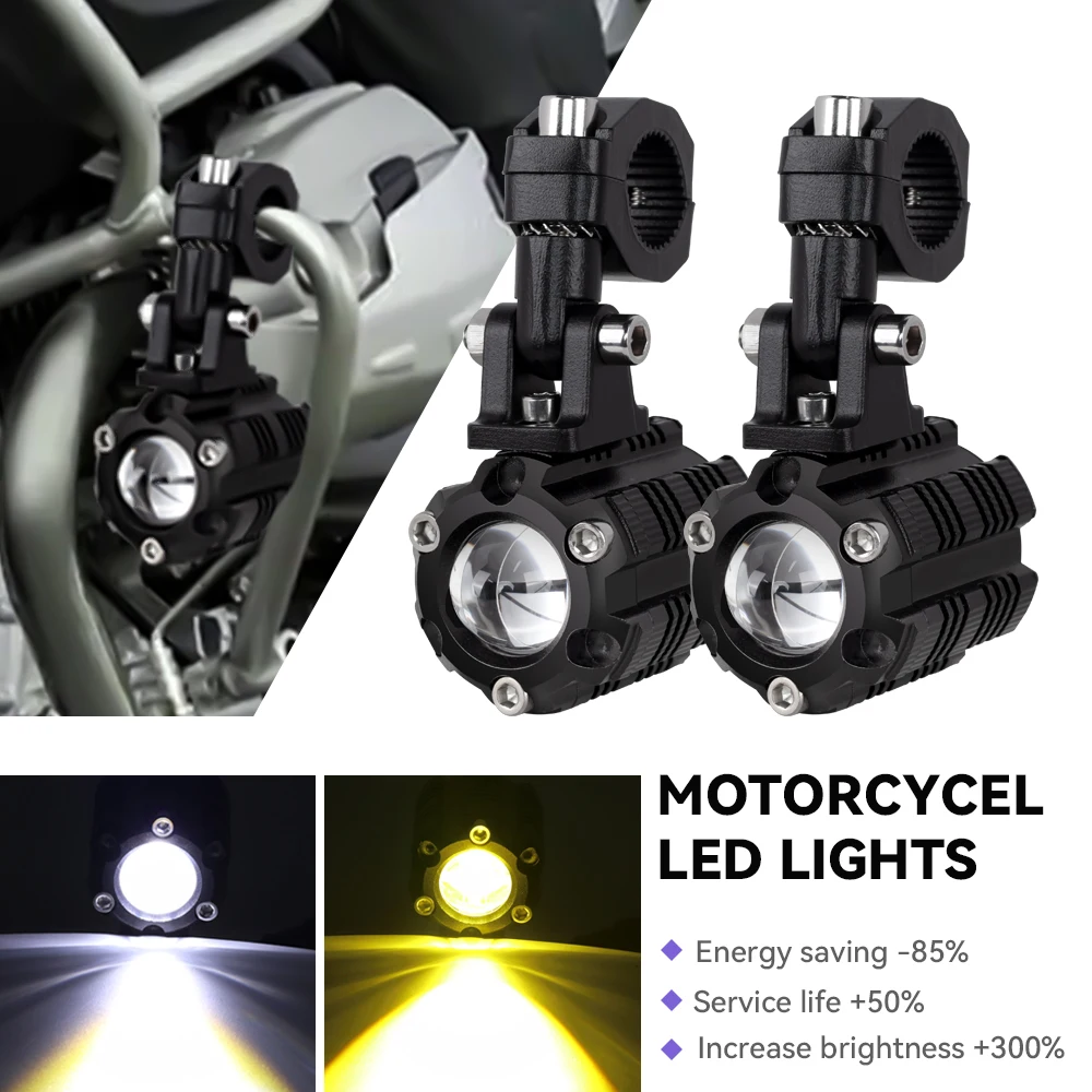 Motorcycle Led Headlight Additional Moto Spotlights Fog Yellow