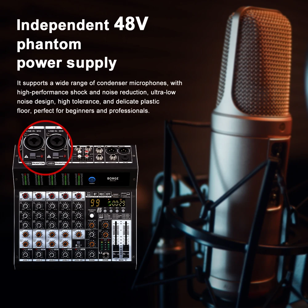 BOMGE 06S プロフェッショナルオーディオミキサー 6 チャンネル