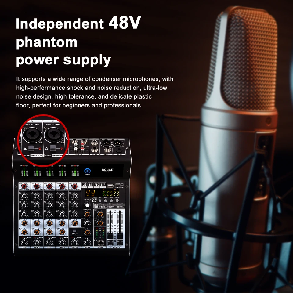 BOMGE 06S プロフェッショナルオーディオミキサー 6 チャンネル