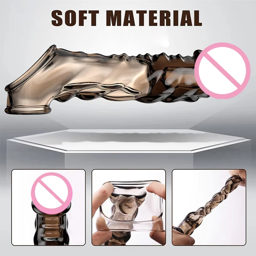 Realistic Penis Extender Sleeve For Men With Delay Vibrator_voghion.com