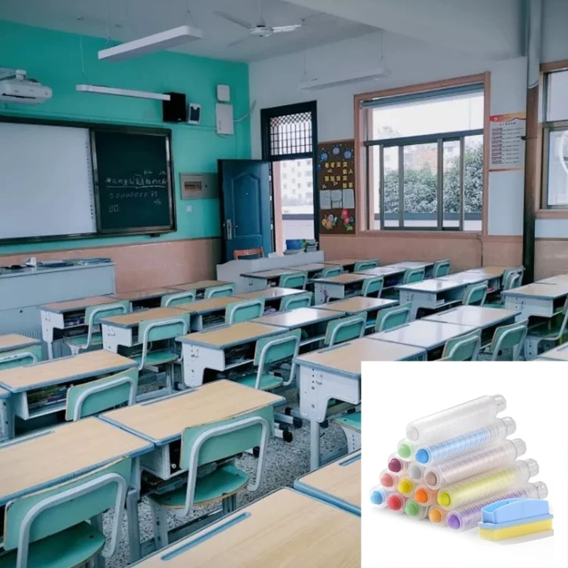 분필 홀더가있는 15Pcs 보도 분필 먼지가없는 분필 칠판 칠판에 그림을 그리기위한 화이트 보드 지우개