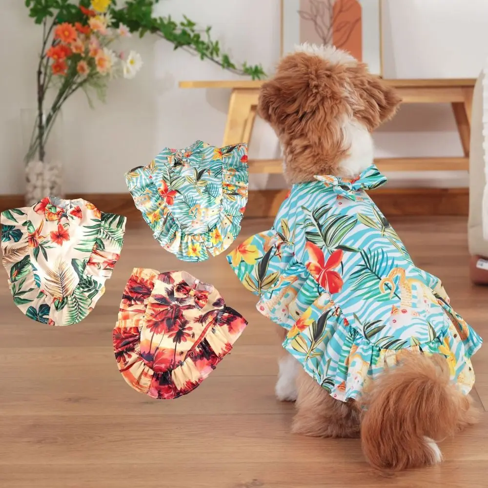 Fashion Hawaiian Style Pet Beach Shawl Skirt Cool Sun Protection Dog Vacation Skirt Breathable Cat Cape Dress Spring