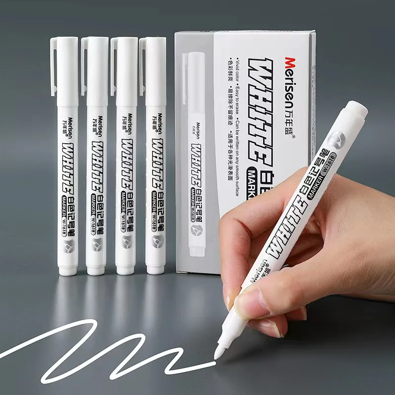 

White Marker Pen Alcohol Paint Oily Waterproof Tire Painting Graffiti Pens Permanent Gel for Fabric Wood Leather 2MM